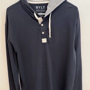 BYLT Basics Navy drop cut henley  XL